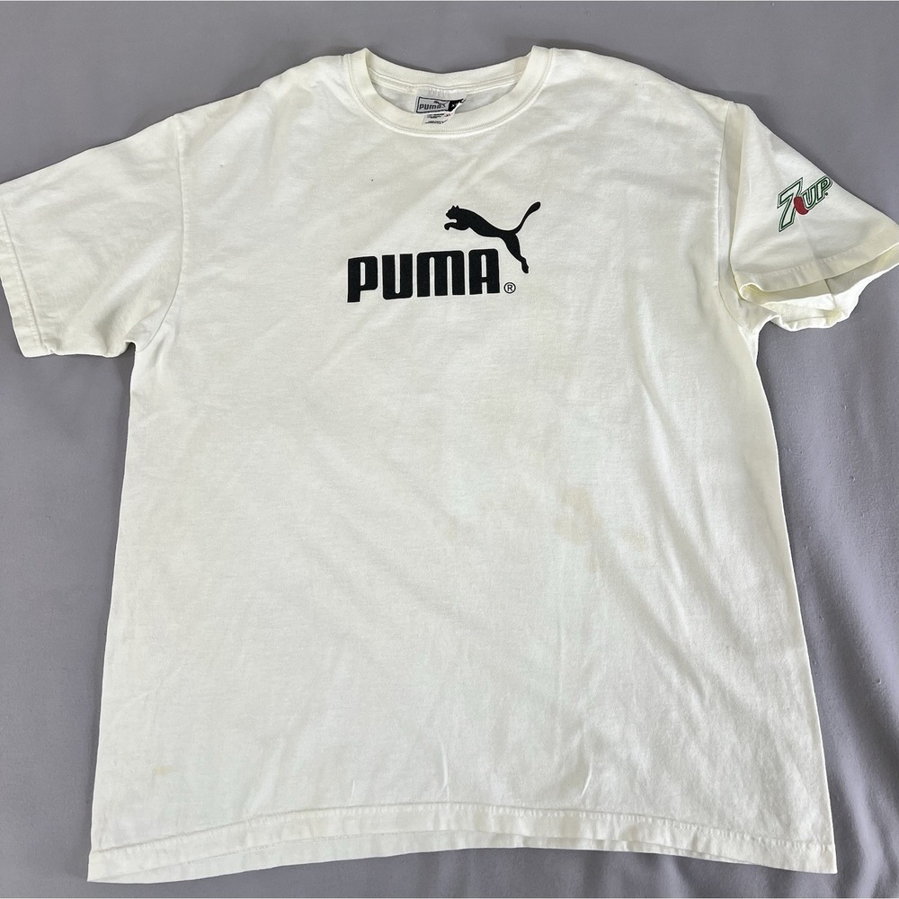 Vintage 90s Puma T-Shirt Simple Logo White Fit Tee‎ X- Large 7-Up Y2K